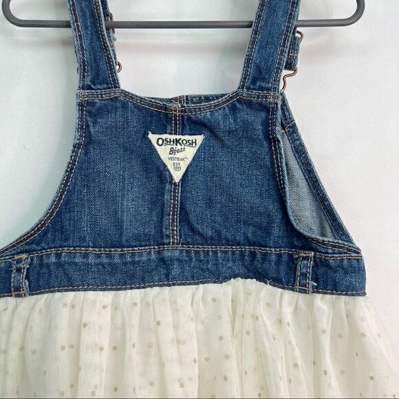 OshKosh B’Gosh Denim Overall with Tulle skirt Dress Jumper - Picture 7 of 15